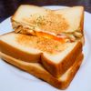 オレンジの作ってみた!投稿(フライパンで簡単カフェ風【とろけるハムチーズのホットサンド】)