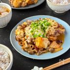 【豚こまとレンコンのキムチーズ炒め】