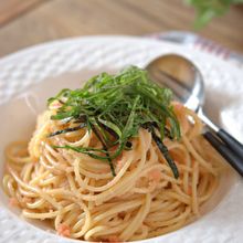明太子と大葉のバター醬油パスタ