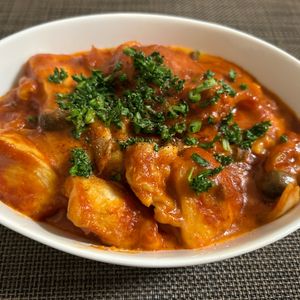 みーの作ってみた!投稿(【鶏むね肉のトマト煮込み】濃厚トマトソースにチーズがとろり♡)