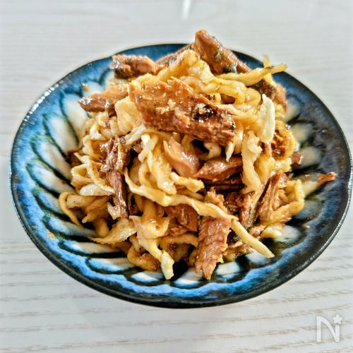 【切り干し大根とさんまのかば焼き缶詰のサラダ】防災食にも。
