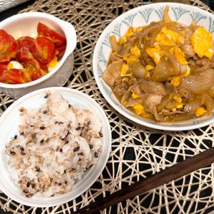 まーやんの作ってみた!投稿(甘辛豚バラのとろ卵炒め)