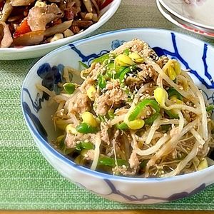 あゆの作ってみた!投稿(一度食べたら絶対ハマる♡豆もやしとピーマンのツナオイポン和え)
