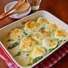 アスパラガスとゆで卵のチーズ焼き