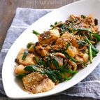 白身魚とニラとしめじの中華炒め