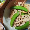 RINAの作ってみた!投稿(激旨＊豚こま肉とれんこん・スナップえんどうのオイスター炒め)