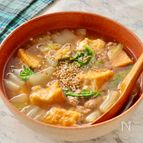 栄養満点！厚揚げと白菜のそぼろスープ