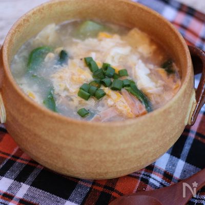 チンゲン菜のかき卵スープ