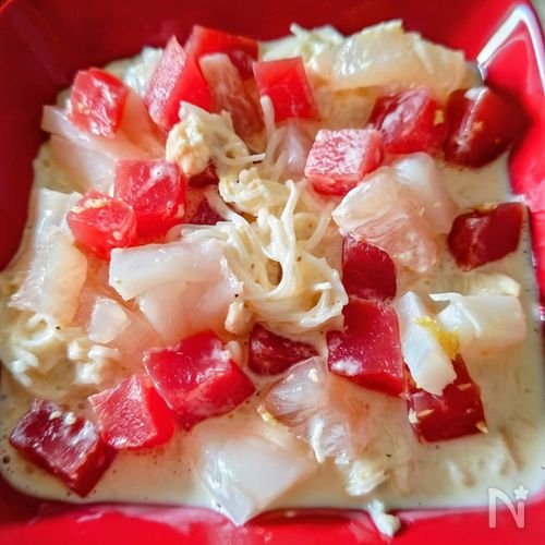 【大根とホタテ缶のサラダ　海鮮のせ】地味に美味しいサラダです