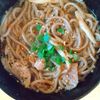 チョロリスの作ってみた!投稿(レンジで楽々!『豚ときのこの甘辛胡麻だくそば』)