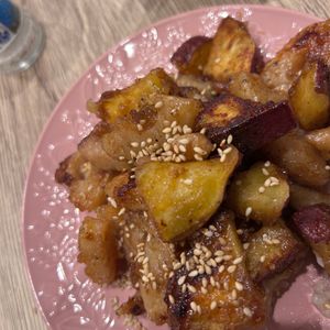 ゆずこの作ってみた!投稿(さつまいもと蓮根と鶏肉の甘酢炒め☆食感が楽しい♩絶品おかず)