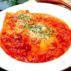 【トマト缶でアイデアレシピ!!】卵巾着のトマト煮込み