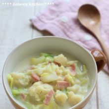 ダイエット　カリフラワーとキャベツの豆乳スープ
