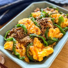 【豚こまとピーマンの照りたま炒め】疲れた日はこれ！