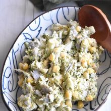 【ブロッコリーと里芋の麺つゆマヨサラダ】コーン入りで美味しい