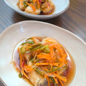 jojojoの作ってみた!投稿(お惣菜屋さん風。ごはんが進む♪白身魚の南蛮漬け)