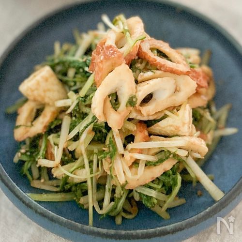 簡単副菜!【水菜とちくわの胡麻きなこあえ】
