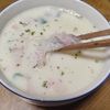ももの作ってみた!投稿(カップに入れてチン!「ほうれん草とベーコンの豆乳春雨スープ」)