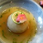 花麩を添えたレンコン餅すだち風味