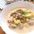 子供も大好き♡鶏もも肉と春キャベツのヘルシークリーム煮