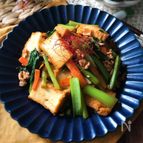 『男子が喜ぶ♡』ひき肉と厚揚げのピリ辛炒め