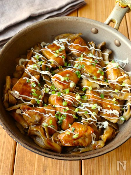 ワンパン10分！【鶏むね肉ときのこの甘酢マヨ】ご飯すすむ♩