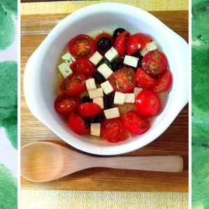 チョロリスの作ってみた!投稿(【お弁当】トマトとオリーブとクリチのバジルマリネ)