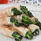豆苗の豚ロース巻き塩こうじと辛子炒め