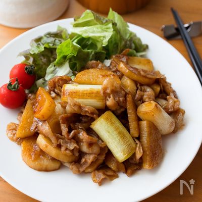 ボリューム満点！『長芋と長ねぎと豚肉の生姜焼き風炒め』