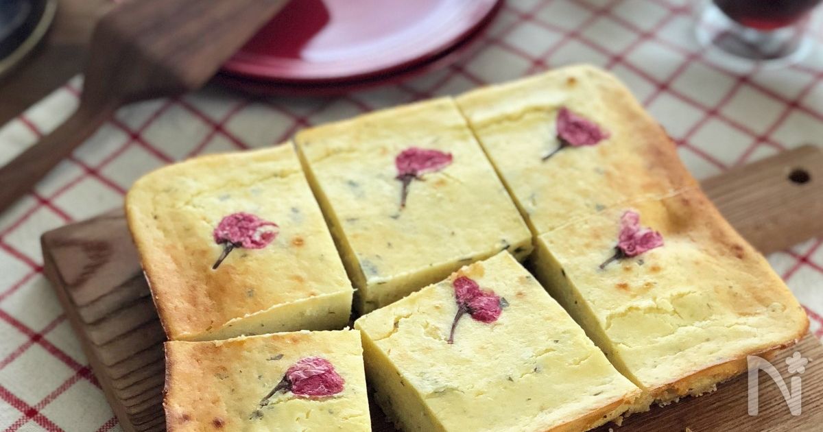 桜と甘酒の和風ベイクドチーズケーキ
