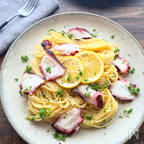 【たことレモンの冷製パスタ】だしうま!さっぱり美味しい