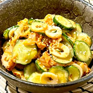 michuの作ってみた!投稿(少材料・調味料同量で簡単♡きゅうりとちくわのキムチマヨ和え)