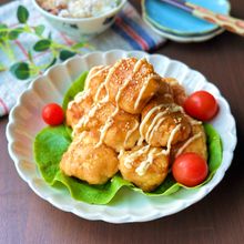 【鶏むね肉と豆腐で作る照りマヨチキン】節約/子供ウケ