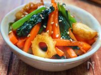 彩り豊か♪ちくわ小松菜にんじんの甘辛炒め