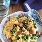 【とろとろ卵と菜の花の中華風ウインナー丼】手軽で美味しい！