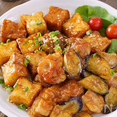 【とろとろ茄子が最高】鶏もも肉と厚揚げのオイスター生姜焼き