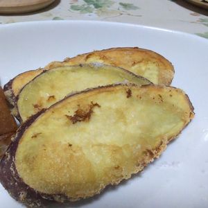 1405097の作ってみた!投稿(ザクカリっ食感♪【豆腐衣のさつまいも天ぷら】)
