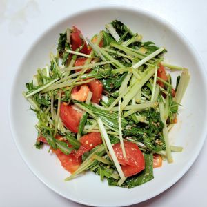ふうかの作ってみた!投稿(5分で出来る最強副菜！トマトと水菜のがっつりサラダ！米泥棒！)