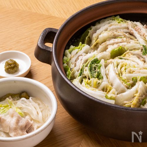 豚バラ白菜のごま豆乳ミルフィーユ鍋