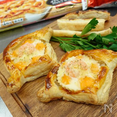 冷凍パイシートで超簡単!えびグラタンパイ【冷凍グラタン使用】