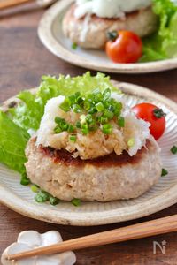 【おろしぽん酢ハンバーグ】豆腐でヘルシー