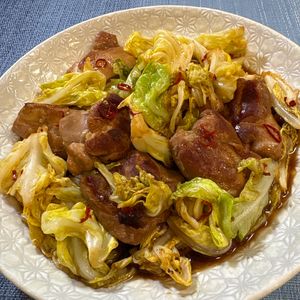 楽ラク手抜キッチン🐶🐾の作ってみた!投稿(春キャベツと鶏肉の《さっぱり♡甘酢炒め》)