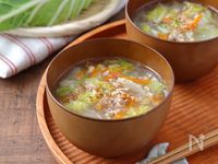 寒い日にぽかぽか♪【白菜そぼろ春雨スープ】