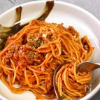 【レンジで簡単♪】チリトマトクリームボロネーゼ風パスタ