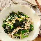レンジで簡単＊ほうれん草とえのきとワカメのナムル