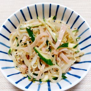 よっこの作ってみた!投稿(もやしとハムの中華風サラダ【レンジで簡単♪シンプルやみつき】)