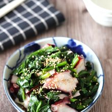 【ほうれん草とタコの中華和え】程よい酸味でさっぱり!レンチン