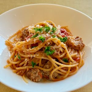 すみの作ってみた!投稿(【ボロネーゼ風♡ひき肉のトマトパスタ】ワンパン&包丁不要♡)