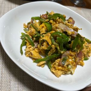 ぽちゃこの作ってみた!投稿(【ベーコンとピーマンの洋風たまご炒め】シンプルに美味しい♪)