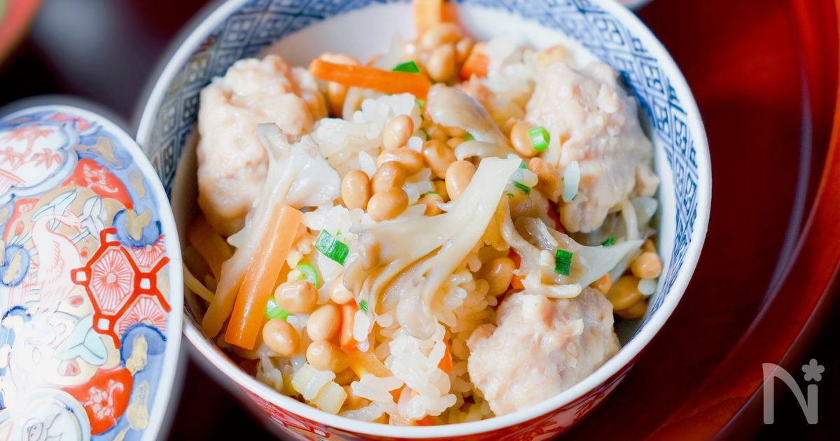 【納豆と鶏だんごの炊き込みご飯】高タンパク低脂肪！